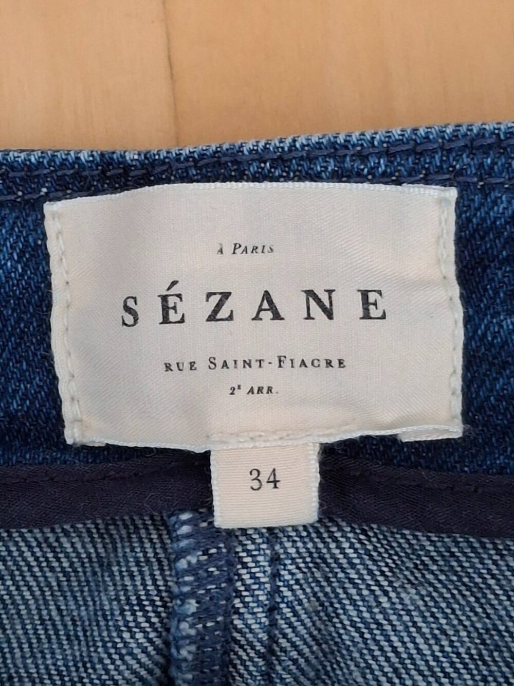 Sézane Rome Shorts Deep Blue Denim Paperbag Belted High Waist Size FR 34 / US 2 - Picture 5 of 13